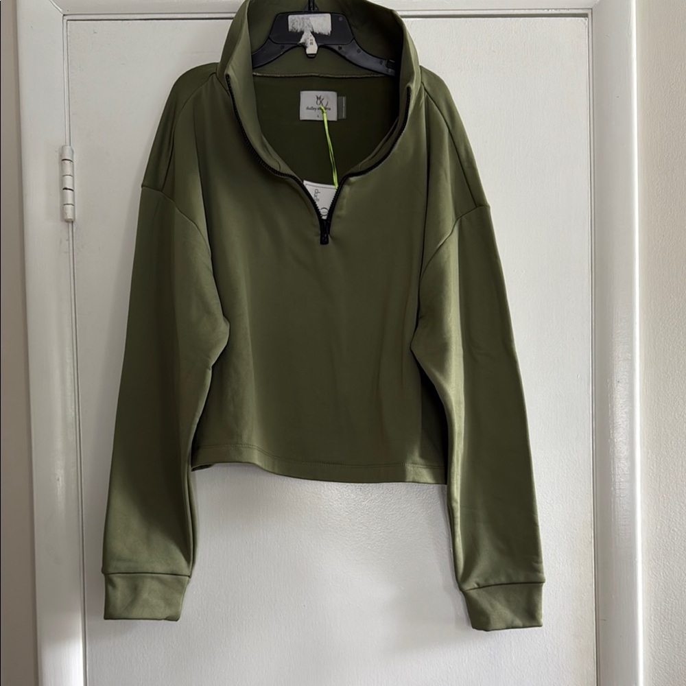 Dudley Stephens Olive Green Cropped Sweatshirt